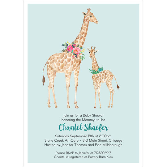Giraffes Baby Shower Invitations